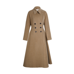 LYNEE【女主角】韩系千金风赫本A字裙摆收腰黑色苏力羊驼毛大衣