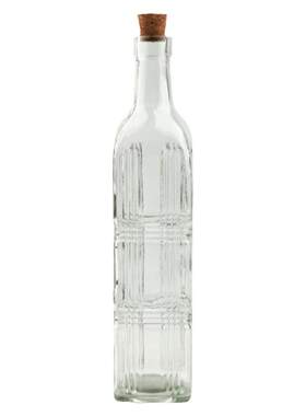 雕花方形500ML玻璃木塞瓶
