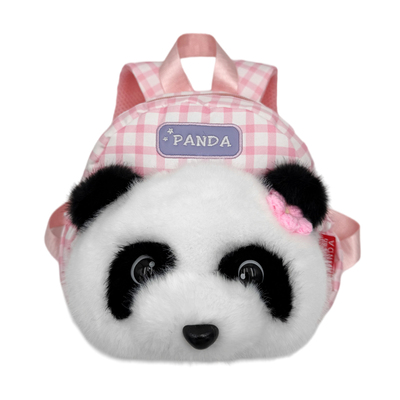 可爱卡通毛绒小熊猫儿童书包幼儿园女孩宝宝双肩女童包包小背包