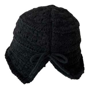 韩版后开叉显脸小镂空针织渔夫帽子盆帽秋冬季女保暖护耳水桶帽潮