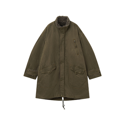 物理少年两面穿毛绒军大衣