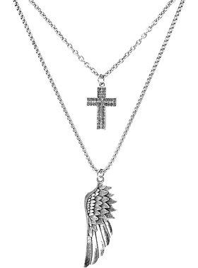 原创吊坠ins钛钢翅膀双层链