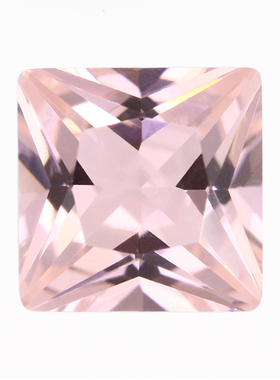 粉色摩根石人造正方直角裸石 公主方耐高温纳米西陶仿补钻主石45#