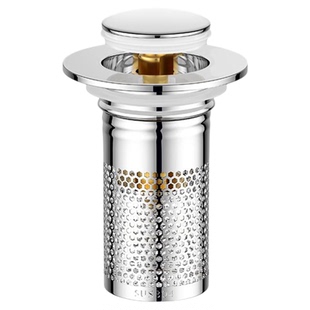 洗手面盆弹跳芯304不锈钢漏水塞洗脸池下水器按压式小口径过滤网Y