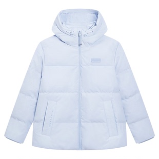 特步羽绒服女短款连帽2025冬季防风保暖日常休闲女生冬装鸭绒外套