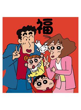 丙烯卡通全家福蜡笔小新数字油画