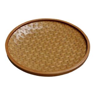 竹雪明|龟甲纹精编果篮托盘水果盘早餐篮中式竹编面包筐点心篮子