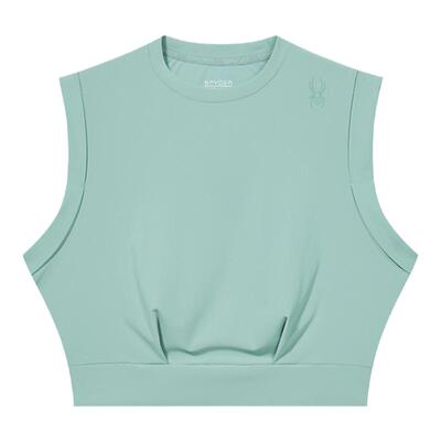 蜘蛛春夏女运动宽松圆领无袖T恤