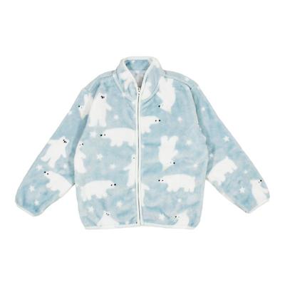 儿童法兰绒外套秋季保暖男童秋天外套女童居家外搭加绒加厚摇粒绒