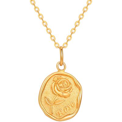 明牌珠宝5G金玫瑰纹章吊坠