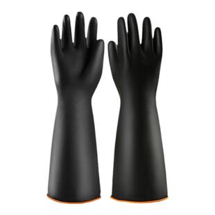 耐酸碱工业橡胶乳胶手套黑色加厚加长防水防腐蚀耐磨胶皮劳保防护