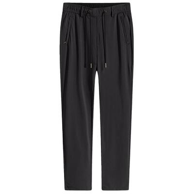 光面加绒抽绳松紧腰中年休闲男裤