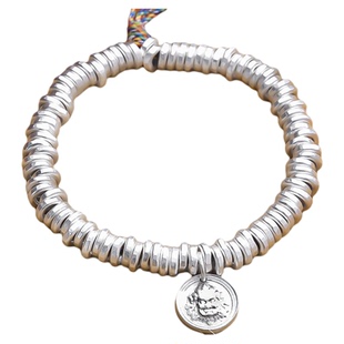 9999纯银盘缠手链男士2025新款黄财神吉言足银手串女碎银几两实心