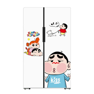 蜡笔小新双开门冰箱贴纸高级感卡通可爱改色装饰贴画遮丑四门法式