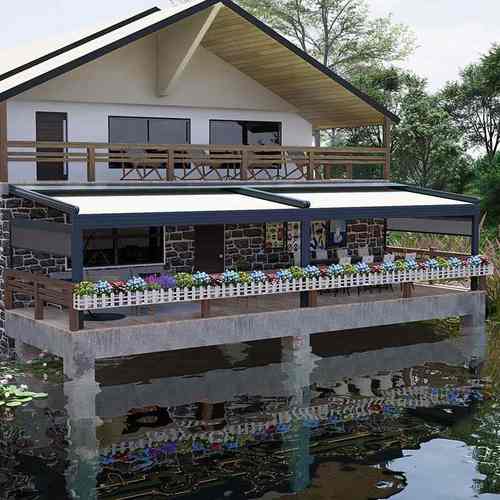 伸缩天幕电动折叠设计户外遮阳篷伸缩式雨棚首选隔热阳台铝合金