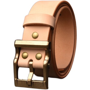 5.5厚风尘6代纯黄铜针扣腰带真皮男士皮带植鞣革牛皮裤带休闲百搭
