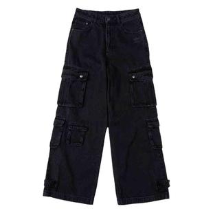 阿迪达斯三叶草男女裤2025春季新款重工机能风多口袋牛仔裤JY0203