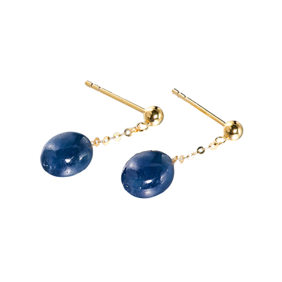 若华蓝宝石18K金彩宝耳钉