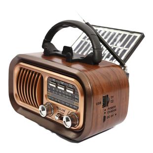 复古收音机太阳能便携式多功能三波段收音机插卡U盘支架蓝牙音响