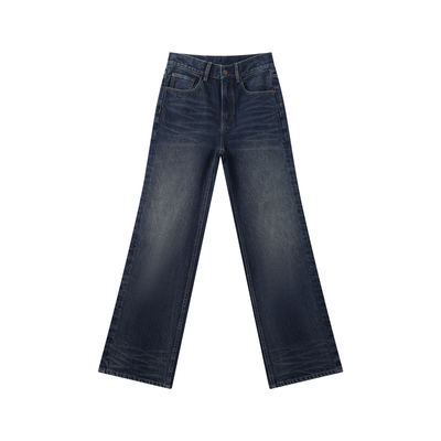 直筒牛仔裤女阔腿显瘦长裤复古