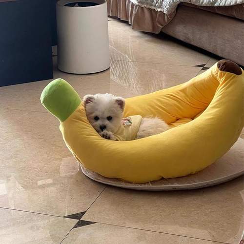 狗窝香蕉船秋冬保暖猫窝可拆洗宠物中小型犬柯基博美睡垫猫狗垫子