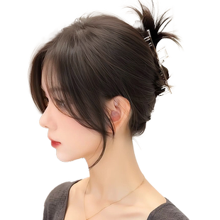 八字刘海假发女全真发自然无痕前额假刘海片隐形中分发际线假发贴