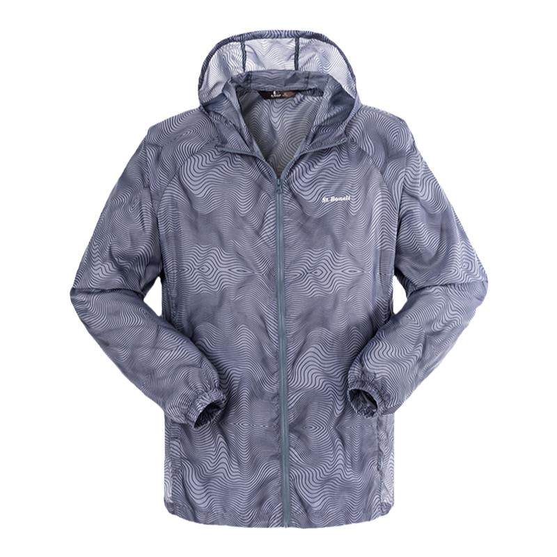 圣伯纳男款轻薄透气连帽皮肤风衣