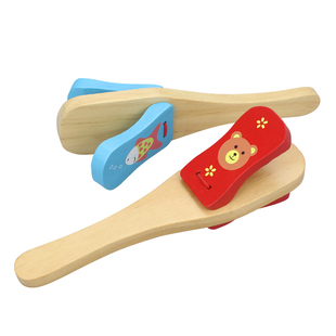 婴幼儿童玩具打击乐器木质长柄响板幼儿园圆舞板表演玩具1-3-6岁