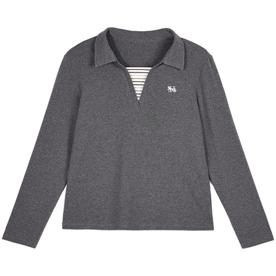 翻领假两件上衣气质正肩卫衣女