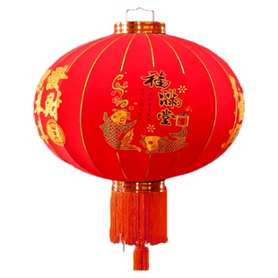 2026大红灯笼灯户外阳台农村大门植绒灯笼新年春节过年装饰布置