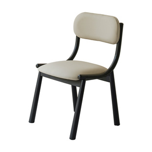 中古高级实木餐椅家用简约休闲椅子北欧靠背肖恩椅黑色法式化妆椅