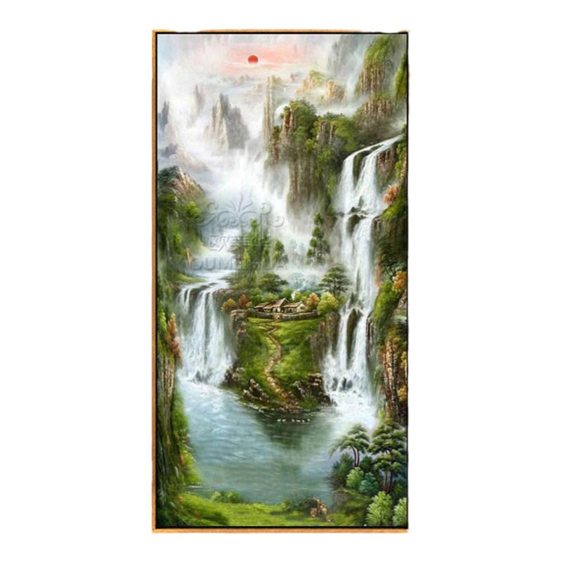玄关走廊竖版手绘欧式风装饰画