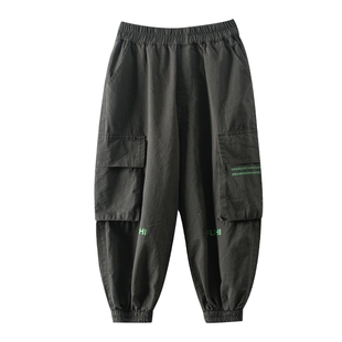 男童春秋痞帅直筒运动工装裤2026新款青少年儿童户外防风宽松裤子