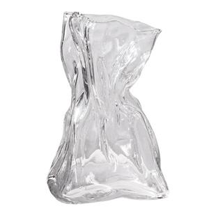 高级感轻奢创意褶皱花瓶透明客厅ins风玻璃水培插花摆件北欧风格