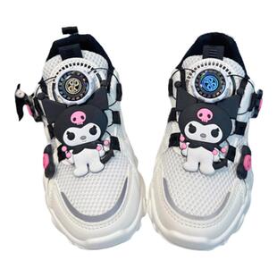 女童鞋子2026新款春款旋转纽扣运动鞋儿童网面透气炸街老爹鞋女款