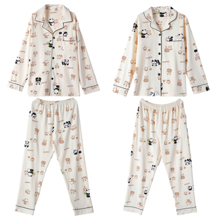 情侣睡衣女秋冬季纯棉布料100全棉长袖男加厚秋冬2026新款家居服