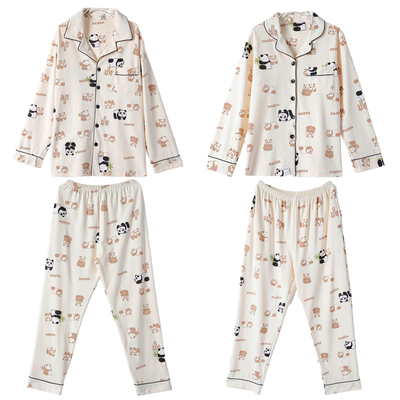 情侣睡衣女秋冬季纯棉布料100全棉长袖男加厚秋冬款家居服套装