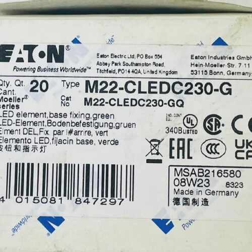 EATON M22-CLEDC230-G Green LED Indicator M22-CLEDC230-GQ (20