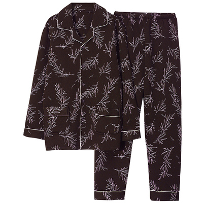 男士加厚秋冬款薄夹棉爸爸睡衣