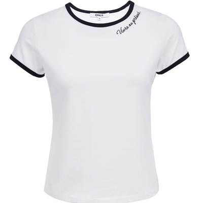 ONLY撞色领口袖口显瘦短款T恤