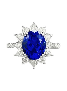 3克拉满火彩纯银925失菊蓝宝石戒指镶嵌8*10椭圆形高碳钻时尚钻戒