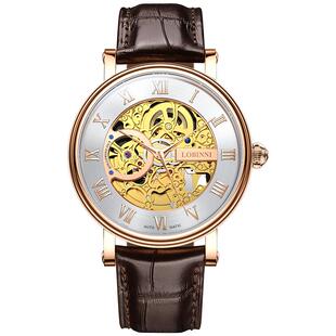 罗宾尼新款男士手表男款镂空机械表男商务品牌全自动男表正品十大