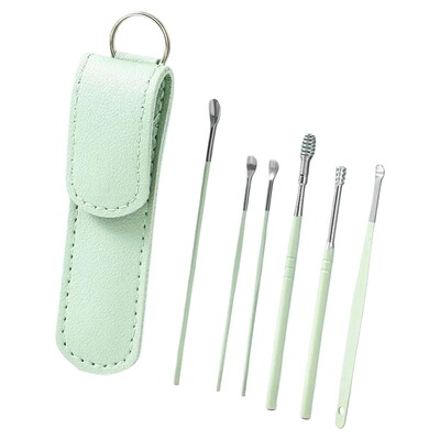 挖耳勺六件套装采耳工具不锈钢去耳屎家用耳勺皮包专业发光不伤耳