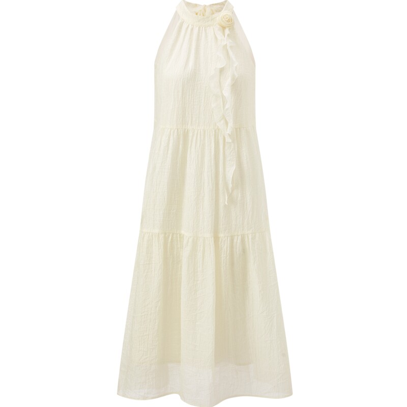 乐町山茶少女连衣裙夏季新款挂脖长裙子海边慵懒度假风连衣裙