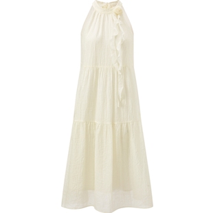 乐町山茶少女连衣裙夏季新款挂脖长裙子海边慵懒度假风连衣裙