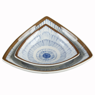 新款美日嘉宝 密胺十字草圆形长方形异形盘 仿瓷火锅店餐饮餐盘