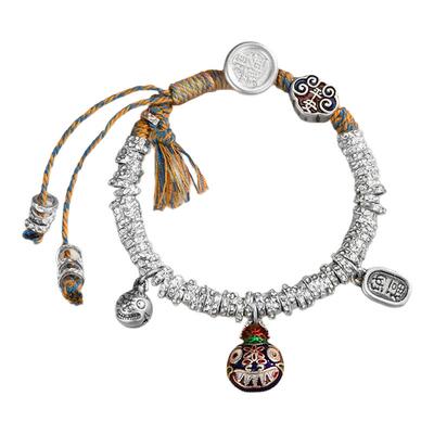 盘缠手链纯银手饰古法锤纹银手链