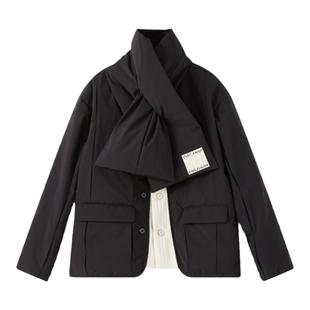 Organic Emotion西装式针织拼接三防特氟龙羽绒服附围巾 OE