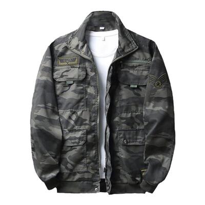 工作服男春秋款迷彩服上衣