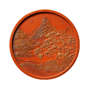 国家非遗 1983年制 清代康熙老墨版《御制山水》收藏墨块 胡开文老朱砂墨条 高档徽墨古版工艺品摆件文房四宝